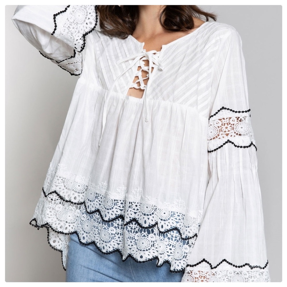 POL Ivory Plaid Babydoll Top - Picture 10 of 13